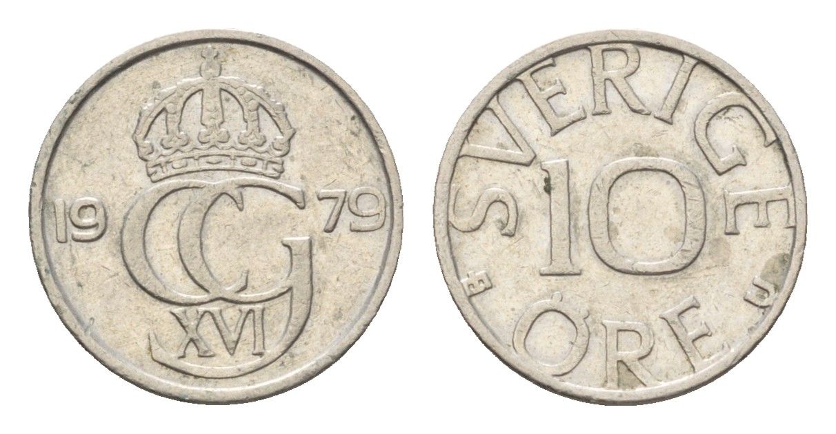 Швеция 10 эре 1979 Карл XVI Густав (1973-) KM 850 медно-никель 4685-1164