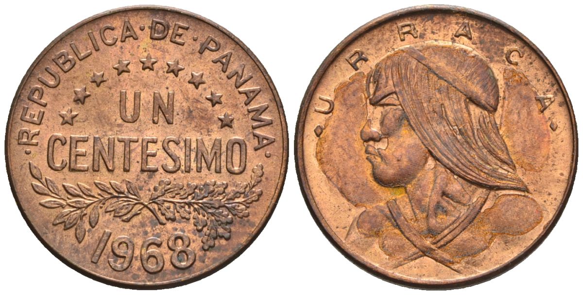 Панама 1 сентесимо 1968  KM 22 бронза  aUNC  4609-847