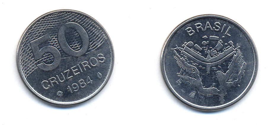 БРАЗИЛИЯ 50 КРУЙЗЕЙРО 1984 KM 594.1 сталь aUNC 51-5742