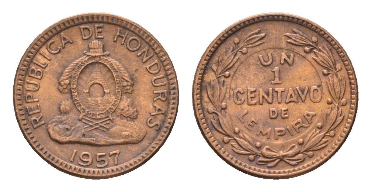 Гондурас 1 сентаво 1957 KM 77.2 бронза 4668-757