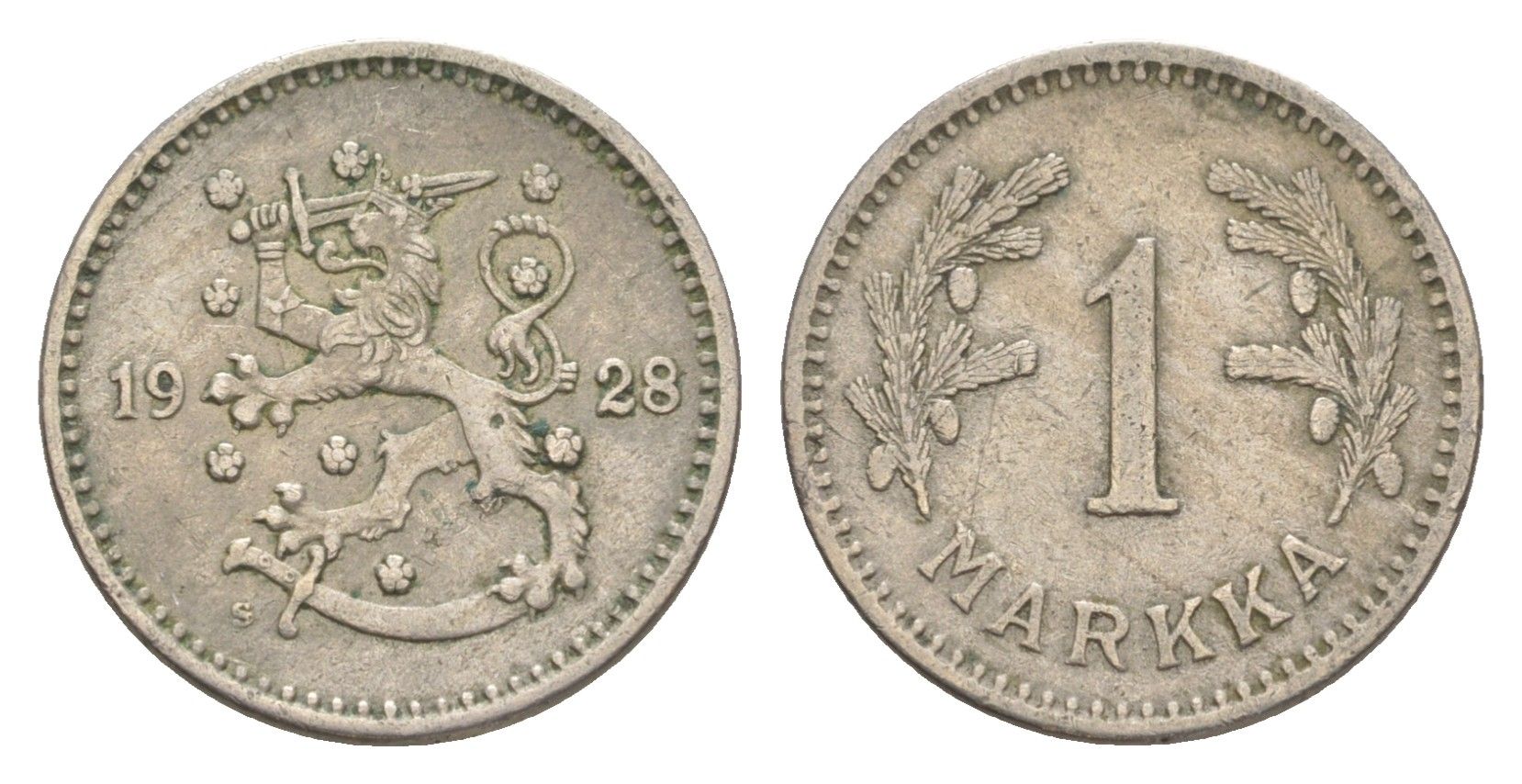 Финляндия 1 марка 1928 KM 30 медно-никель 4647-369