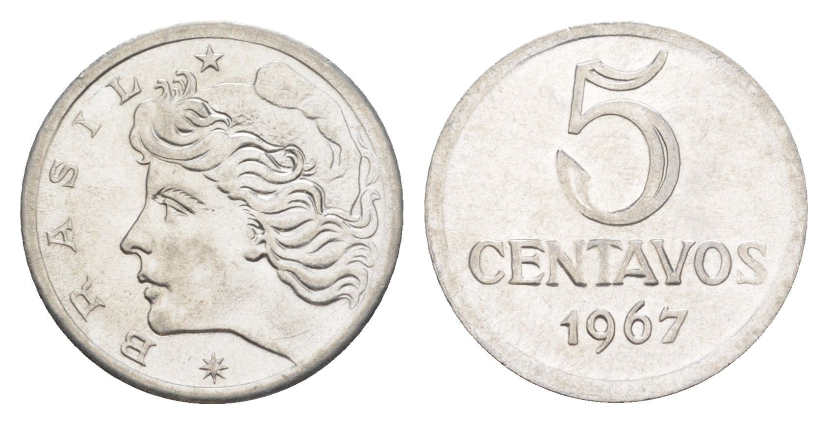 Бразилия 5 сентаво 1967 KM 577.1 нержавеющая сталь UNC 4644-416