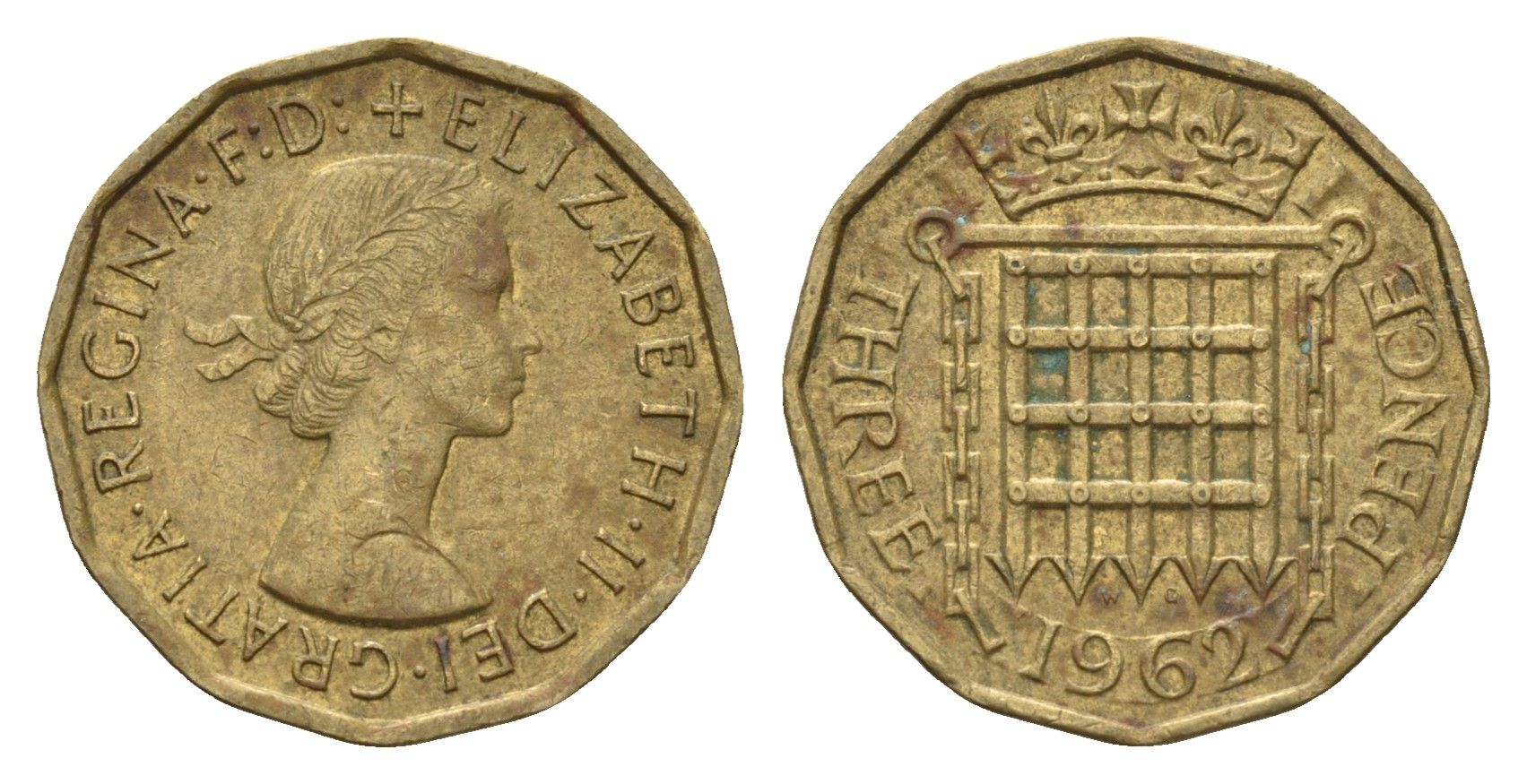 Великобритания 3 пенса 1962 Елизавета II (1952-2022) KM 900, Spink 4153 никель латунь 4671-1152