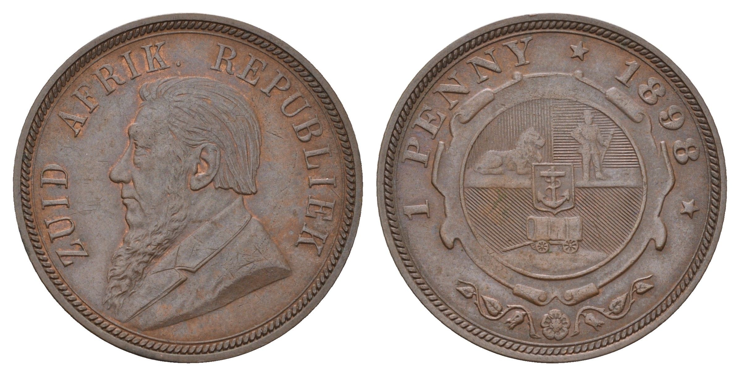 ЮАР 1 пенни 1898 KM 2 бронза 4044-1513