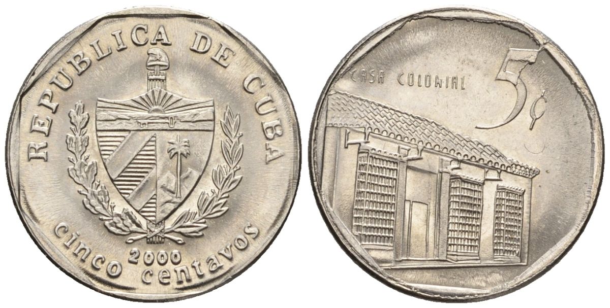 Куба 5 сентаво 2000 KM 575.2, Schoen 713, JMA MC19 сталь плакированная никелем 4115-946