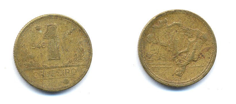 Бразилия 1 крузейро 1946 KM 558 алюминевая бронза 76-814