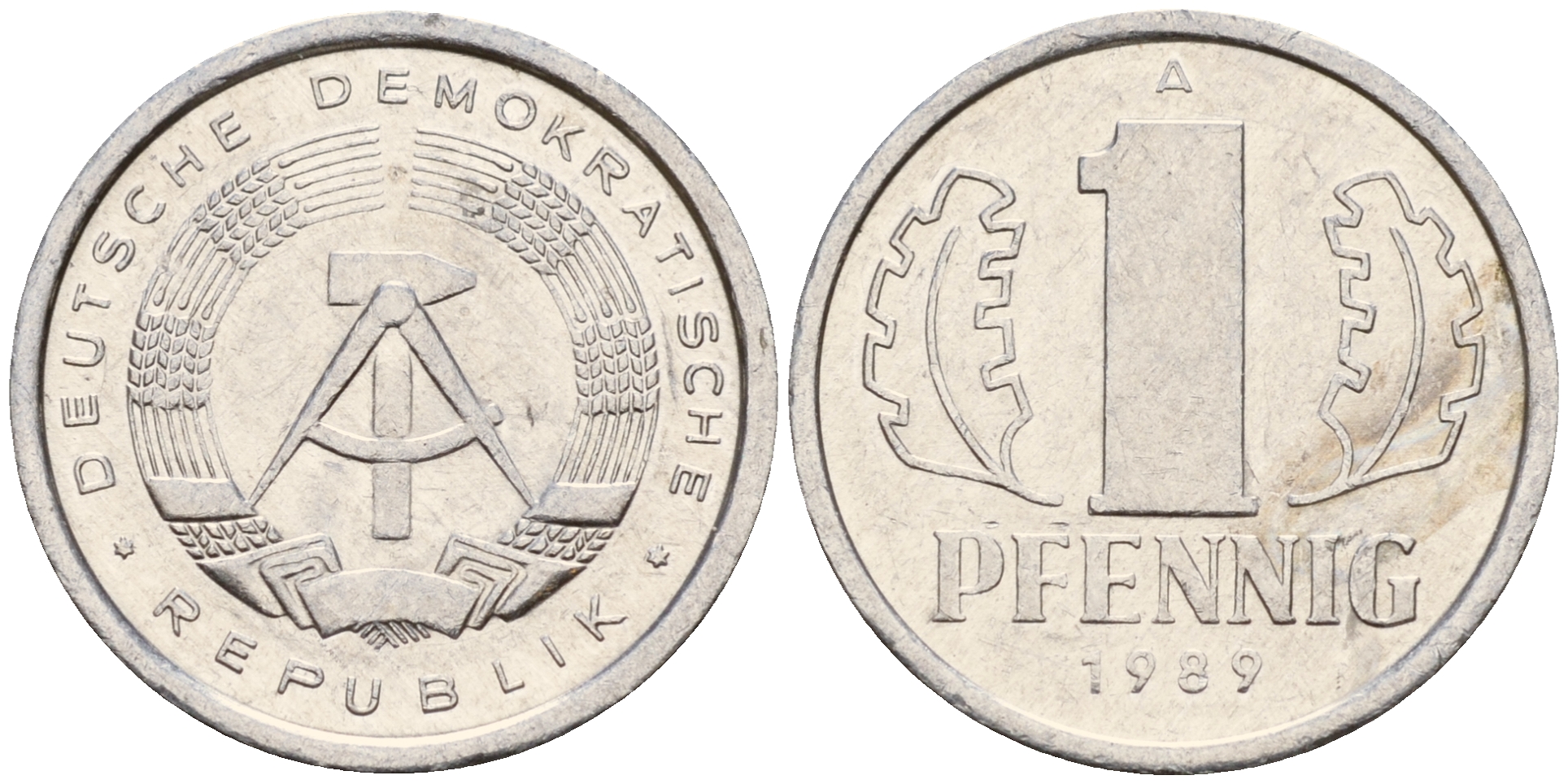 ГДР 1 пфенниг 1989 А  KM 8.2 алюминий 4115-134