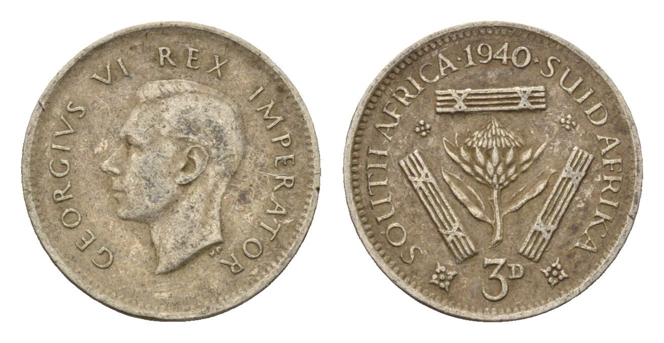 ЮАР 3 пенса 1940 Георг VI (1936-1952) KM 26 серебро 4564-649