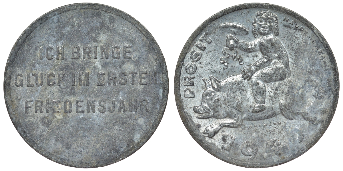 Австрия жетон 1946 удачи в первом году свободы, ребенок с грибом на свинье цинк 4121-354