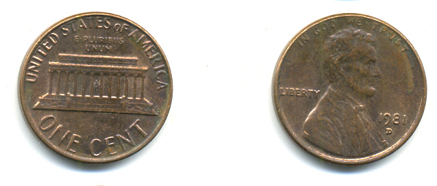 США 1 ЦЕНТ 1981 D, ЛИНКОЛЬН KM 201 медь цинк UNC 179-349