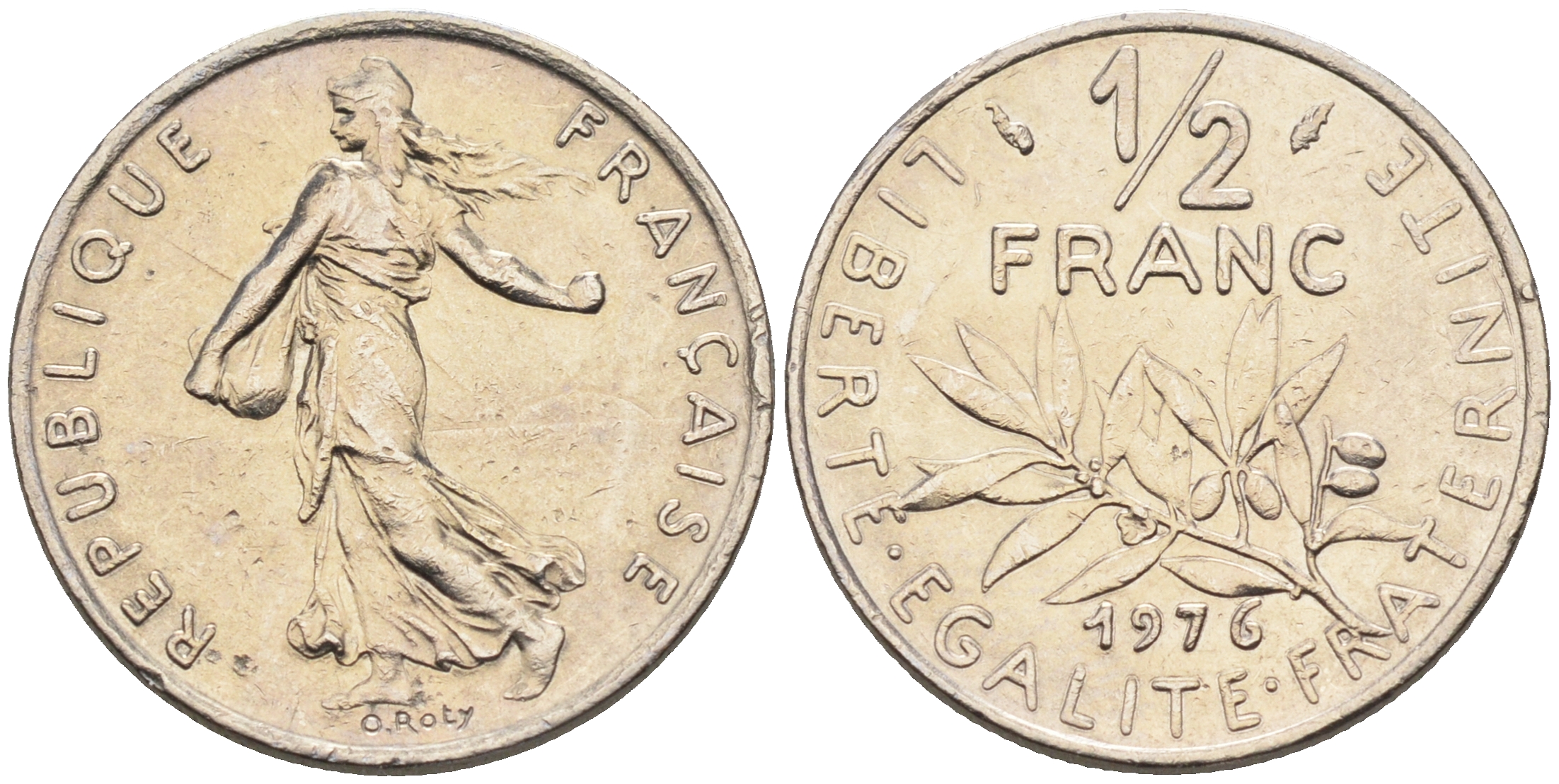 Франция 1/2 франка 1976 сеятель KM 931.1 никель    4169-156