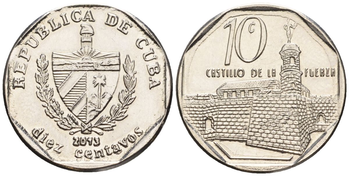 Куба 10 сентаво 2013 KM 576.2, JMA MC20, Schoen 714 сталь плакированная никелем 4114-617