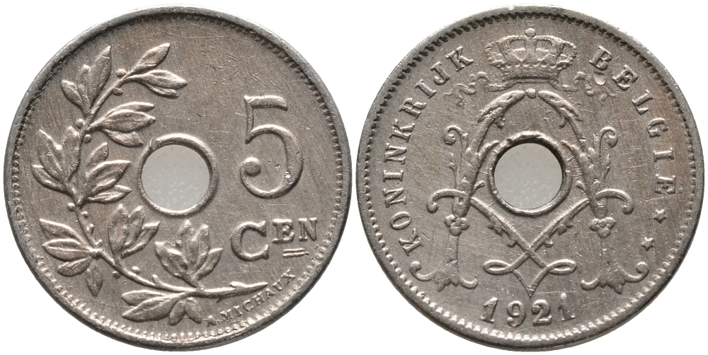 Бельгия 5 сантимов 1921/11 Belgie KM 67 медно-никель 72-1644