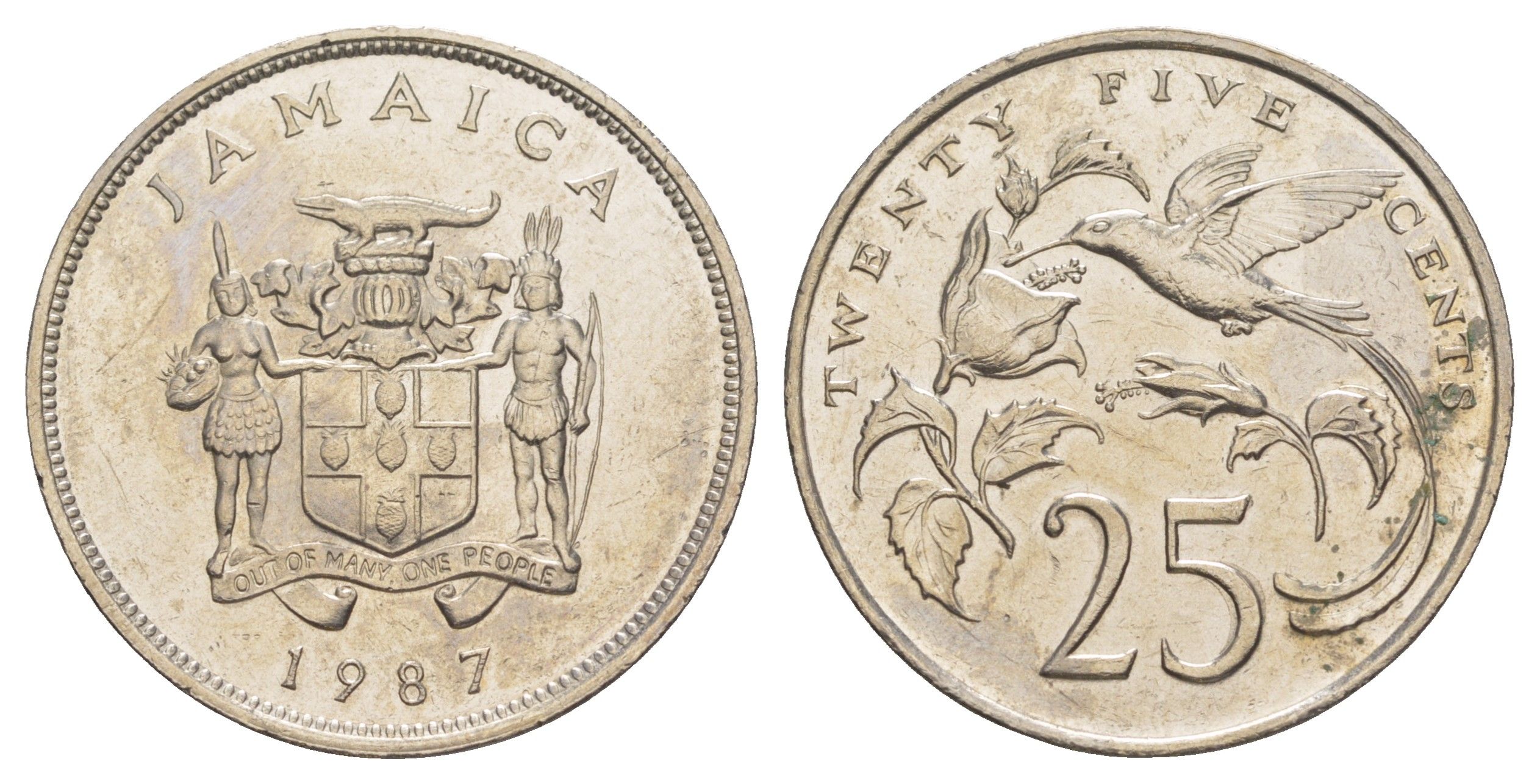 Ямайка 25 центов 1987 KM 49 медно-никель aUNC 91-1012