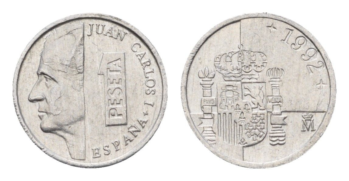 Испания 1 песета 1992 M, Хуан Карлос I (1975-2014) KM 832 алюминий 4684-1064