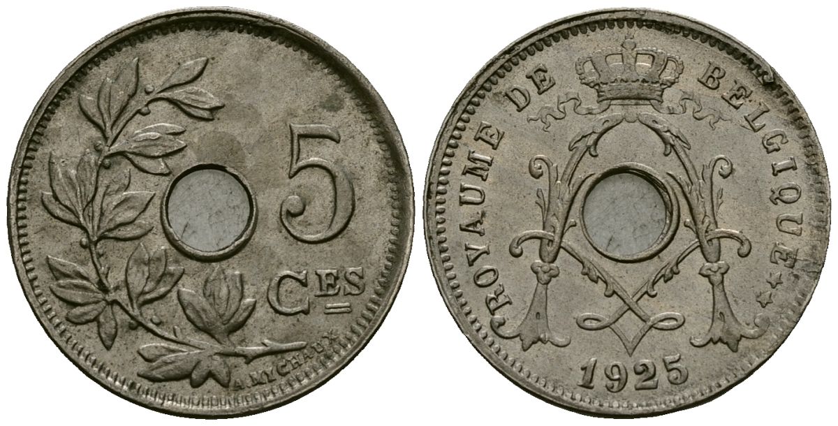Бельгия 5 сантимов 1925 Belgique, Альберт I (1909-1934) KM 66 медно-никель 4173-542