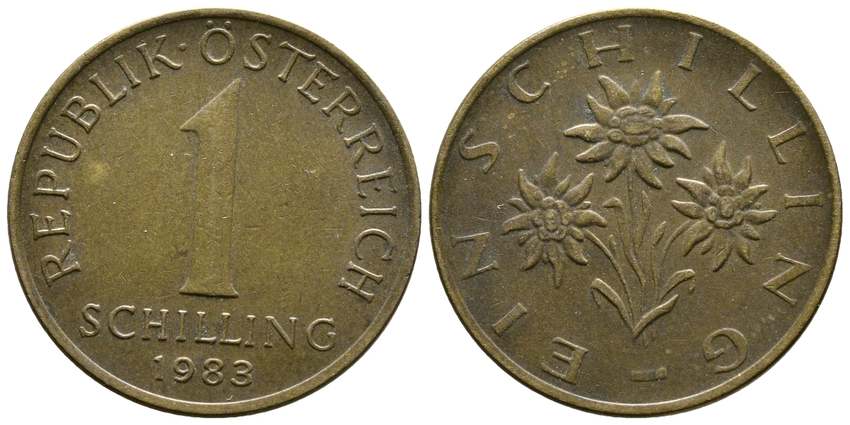 АВСТРИЯ 1 ШИЛЛИНГ 1983 KM 2886 алюминиевая бронза 3334-427