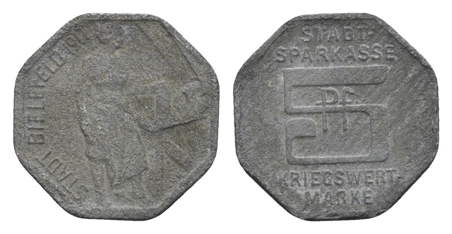 Билефельд 5 пфеннигов 1917 Funck 40.1, Men05 2775.1, Men18 3552.1 цинк 4396-1211