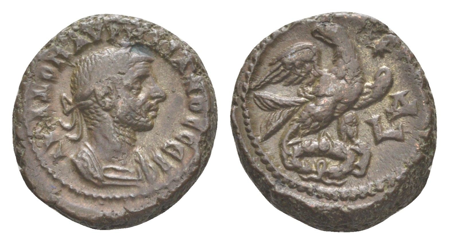 Римская Империя, Провинция Египет тетрадрахма 272-273 Аврелиан, бюст императора/орел, Александрия, (из старой нидерландской коллекции) Dattari 5492 биллон 1100-9-73