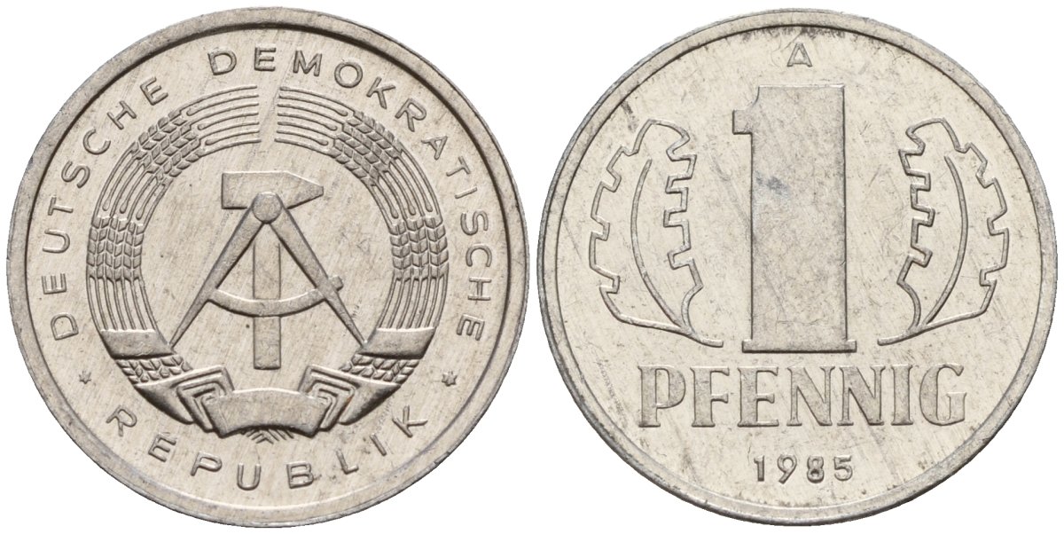 ГДР 1 пфенниг 1985 A KM 8.2 алюминий 192-256