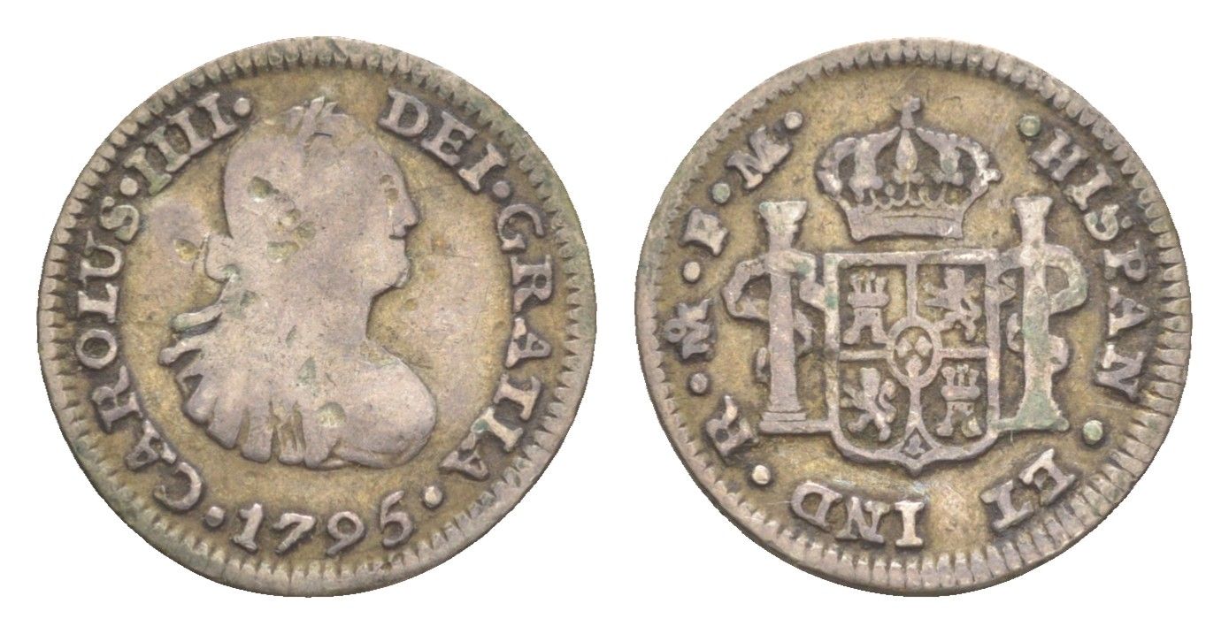 Мексика 1/2 реала 1795 Mo, Карл IV (1788-1808) KM 72 серебро 603-712