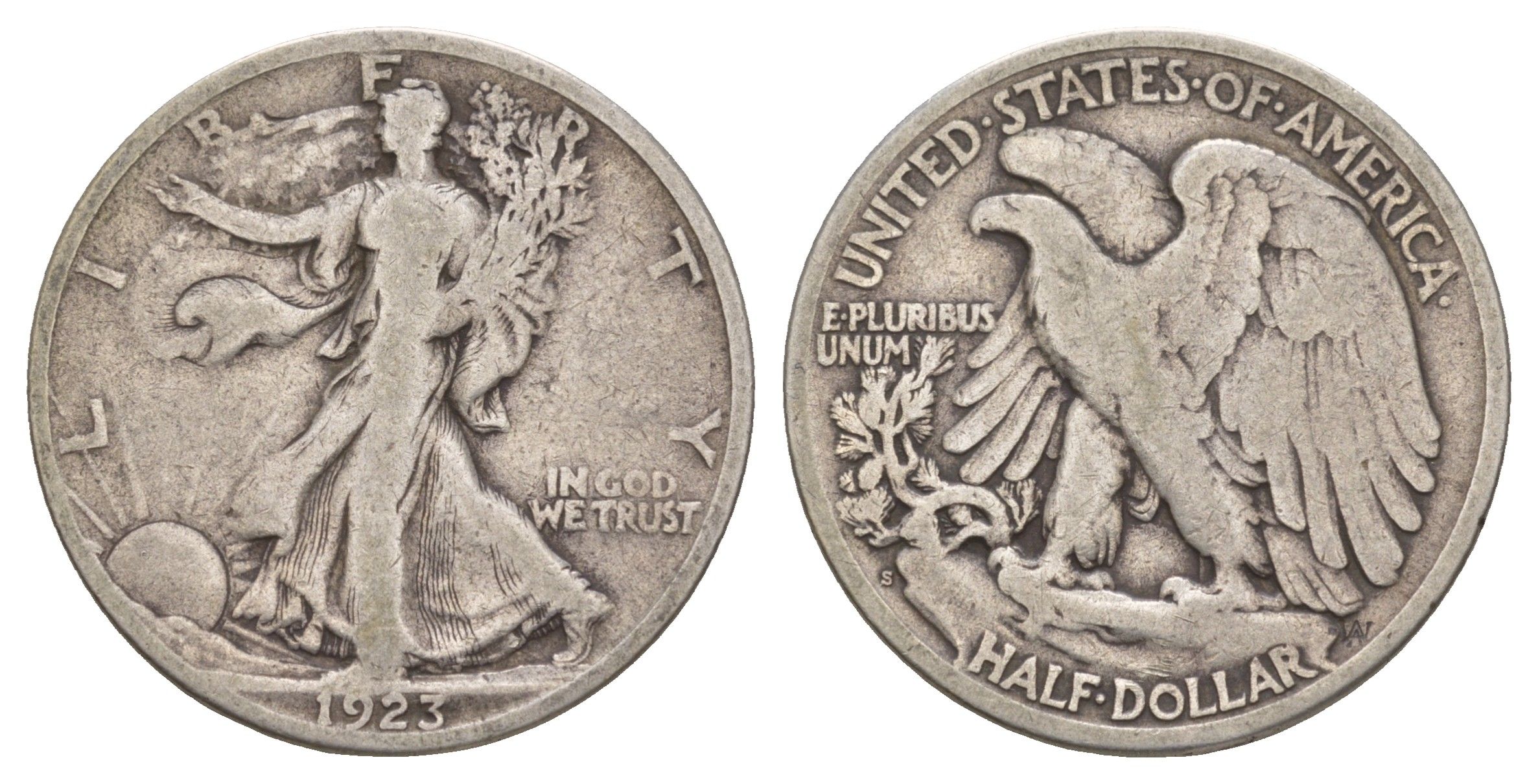 США 1/2 доллара (50 центов) 1923 S KM 142 серебро    5010-1811