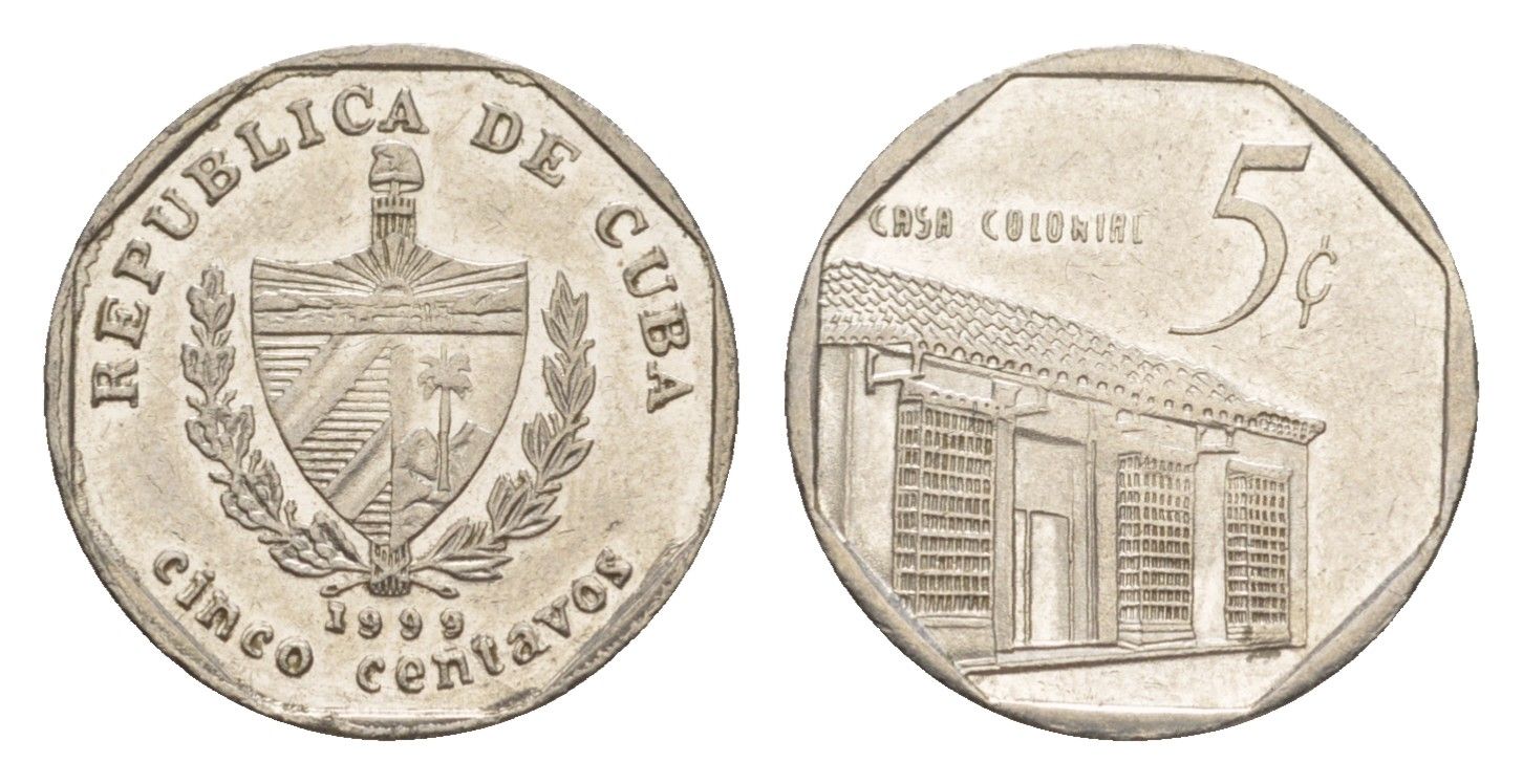 Куба 5 сентаво 1999 Casa Colonial KM 575.2, Schoen 713, JMA MC19 сталь плакированная никелем 4644-717