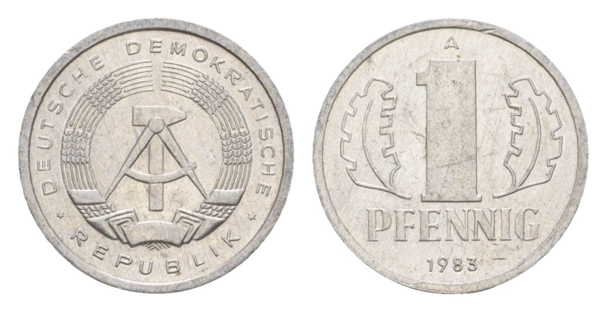 ГДР 1 пфенниг 1983 A KM 8.2 алюминий 4630-632