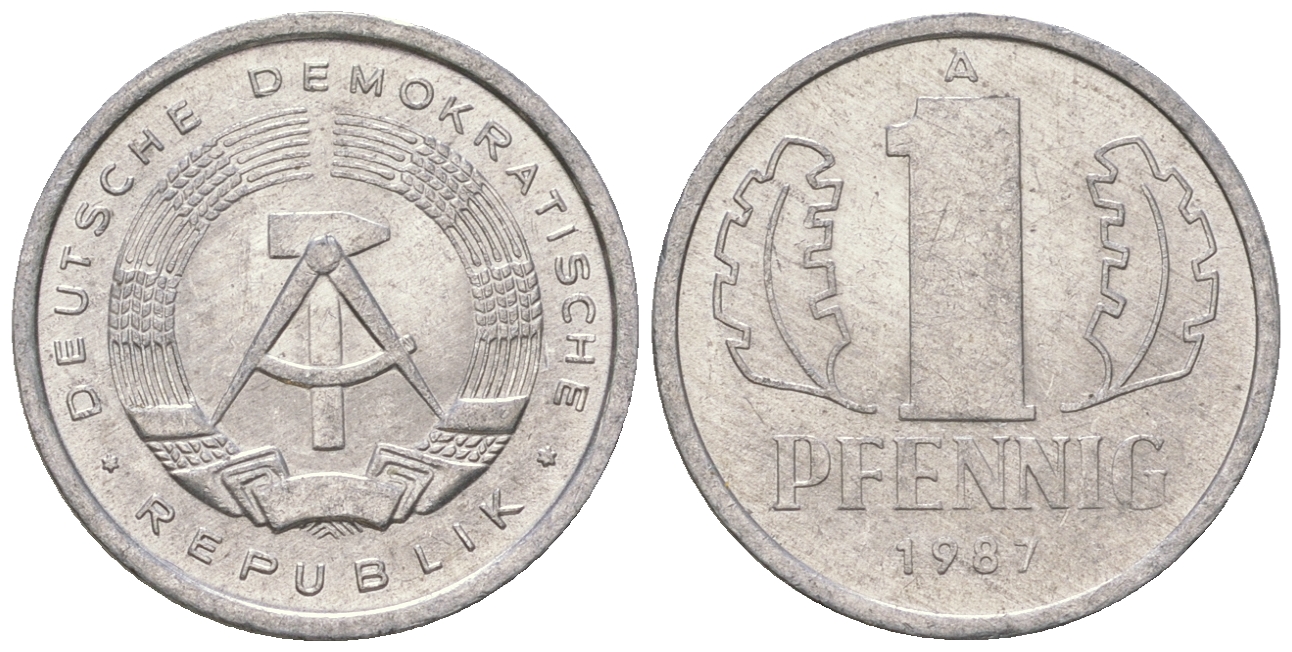 ГДР 1 пфенниг 1987 А KM 8.2 алюминий 4651-146