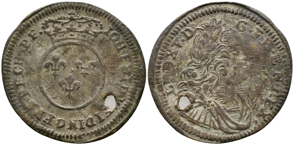 ФРАНЦИЯ ЖЕТОН ND ЛЮДОВИК XV, ДИАМЕТР 22,5 ММ. латунь 100-552