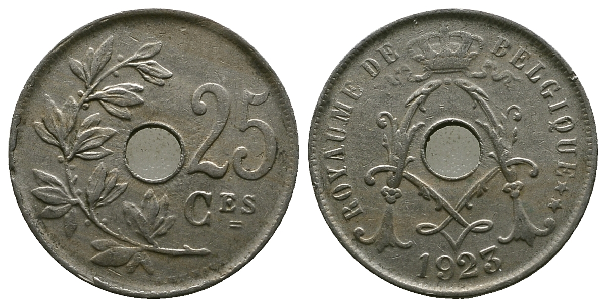Бельгия 25 сантимов 1925 Belgique, Альберт I (1909-1934) KM 68.1 медно-никель 259-851