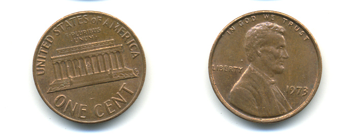 США 1 ЦЕНТ 1973 ЛИНКОЛЬН KM 201 медь цинк 179-328
