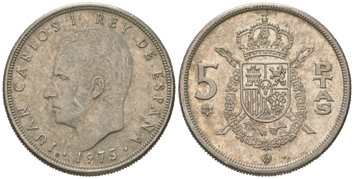 Испания 5 песет 1975 (78), Хуан Карлос I (1975-2014) KM 807 медно-никель 4612-1121