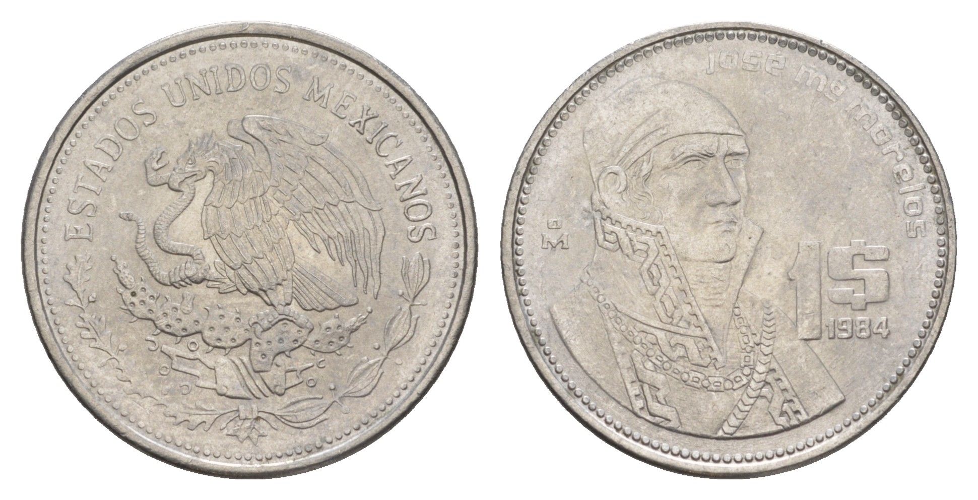 Мексика 1 песо 1984 Mo KM 496 медно-никель UNC 4637-622