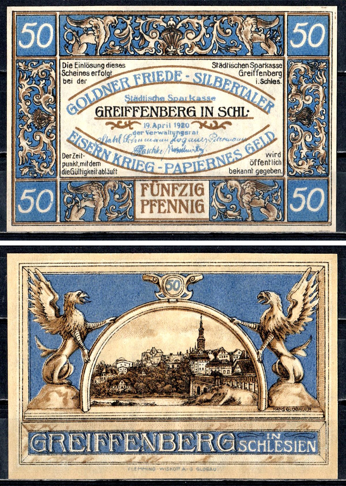 Грайффенберг (Силезия) 50 пфеннигов 1920 7556-34-4-2