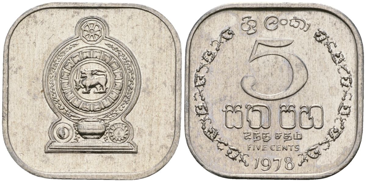 Шри-Ланка 5 центов 1978 KM 139a алюминий 4136-719