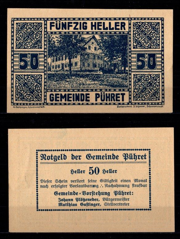 Австрия, Пюрет 50 геллеров 1920 бумага aUNC 2193-24-3-1