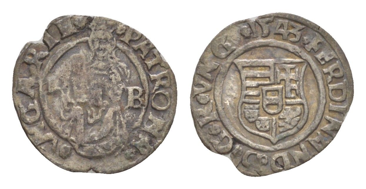 Венгрия 1 денар 1543 KB, Фердинанд I (1526-1564), мадонна с младенцем серебро EH 745a серебро 66-218