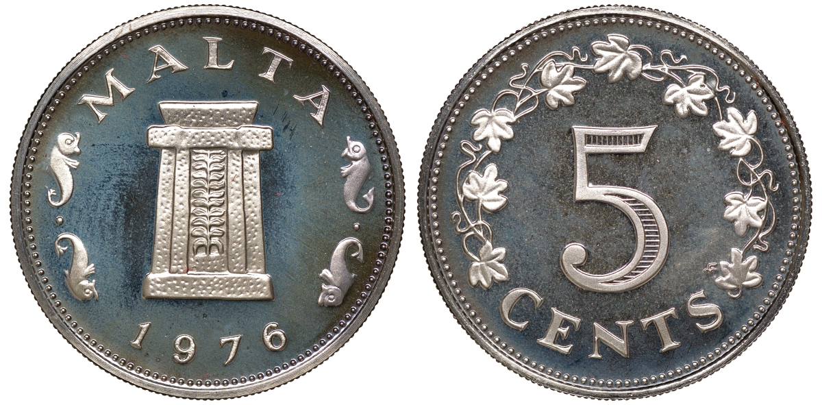 Мальта набор из 9 монет 1976 в оригинальной коробке с сертификатом KM PS2 PROOF 7-7-15