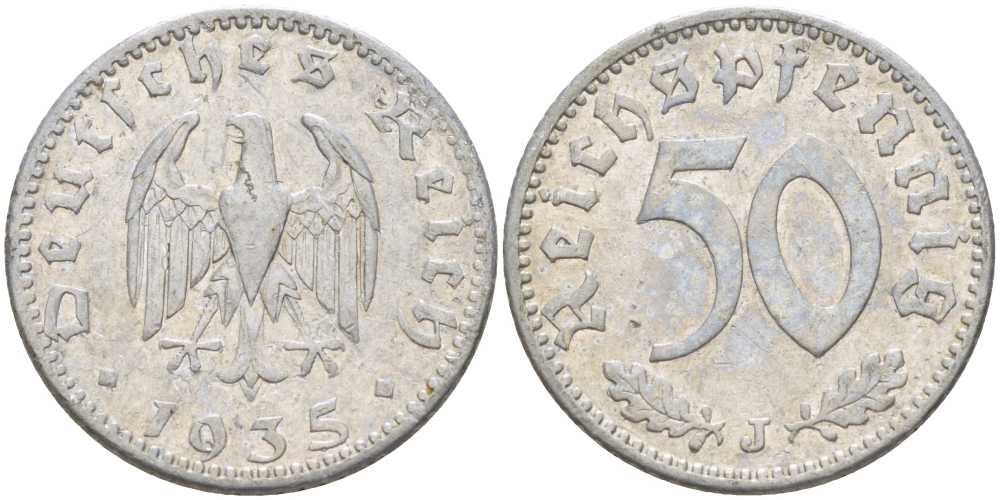 Германия 50 рейхспфеннигов 1935 J KM 87, J.368 алюминий 210-516