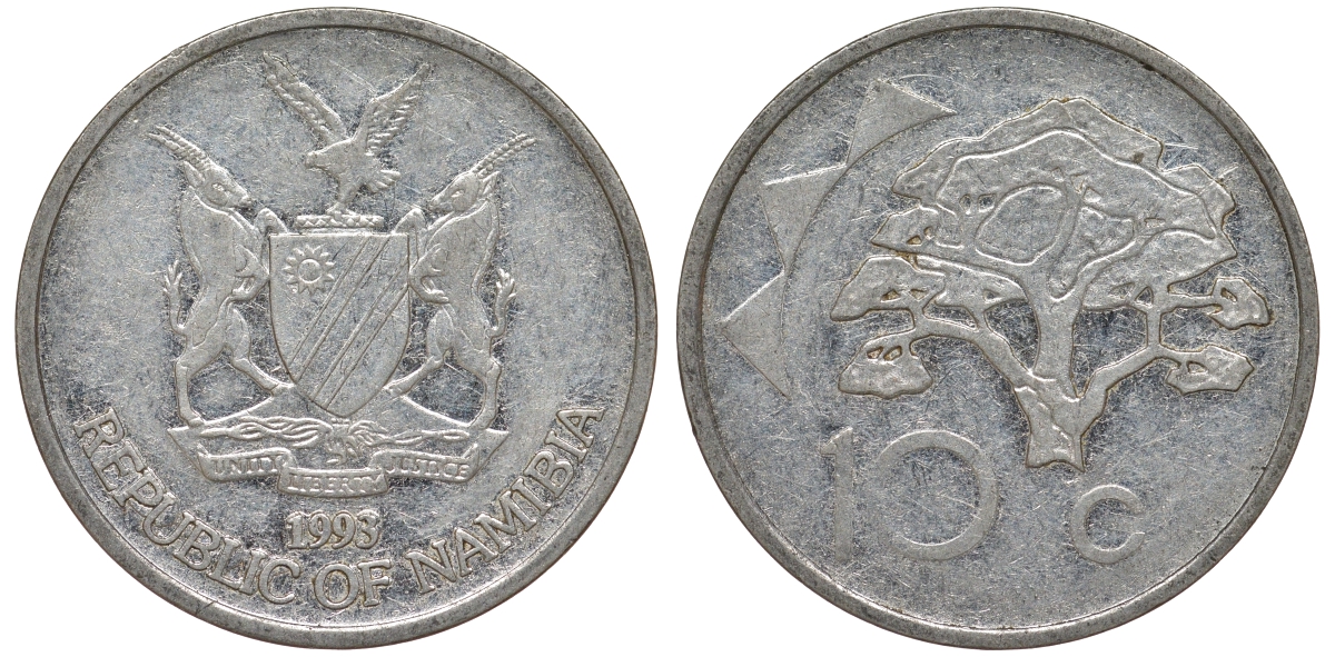 Намибия 10 центов 1998 дерево KM 2 никелированная сталь 4163-924