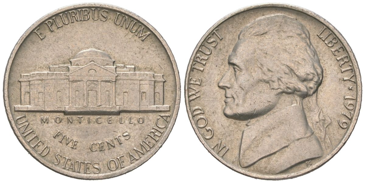 США 5 центов 1979 Джефферсон KM A192 медно-никель 192-1051