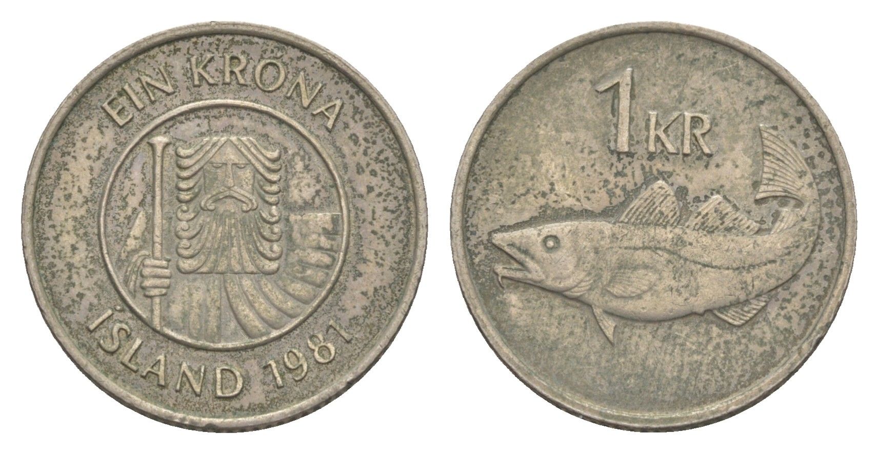 Исландия 1 крона 1981 KM 27 медно-никель 4644-938