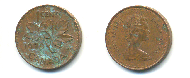 Канада 1 цент 1979 Елизавета II (1952-2022), кленовый лист KM 59.2 бронза 177-1354