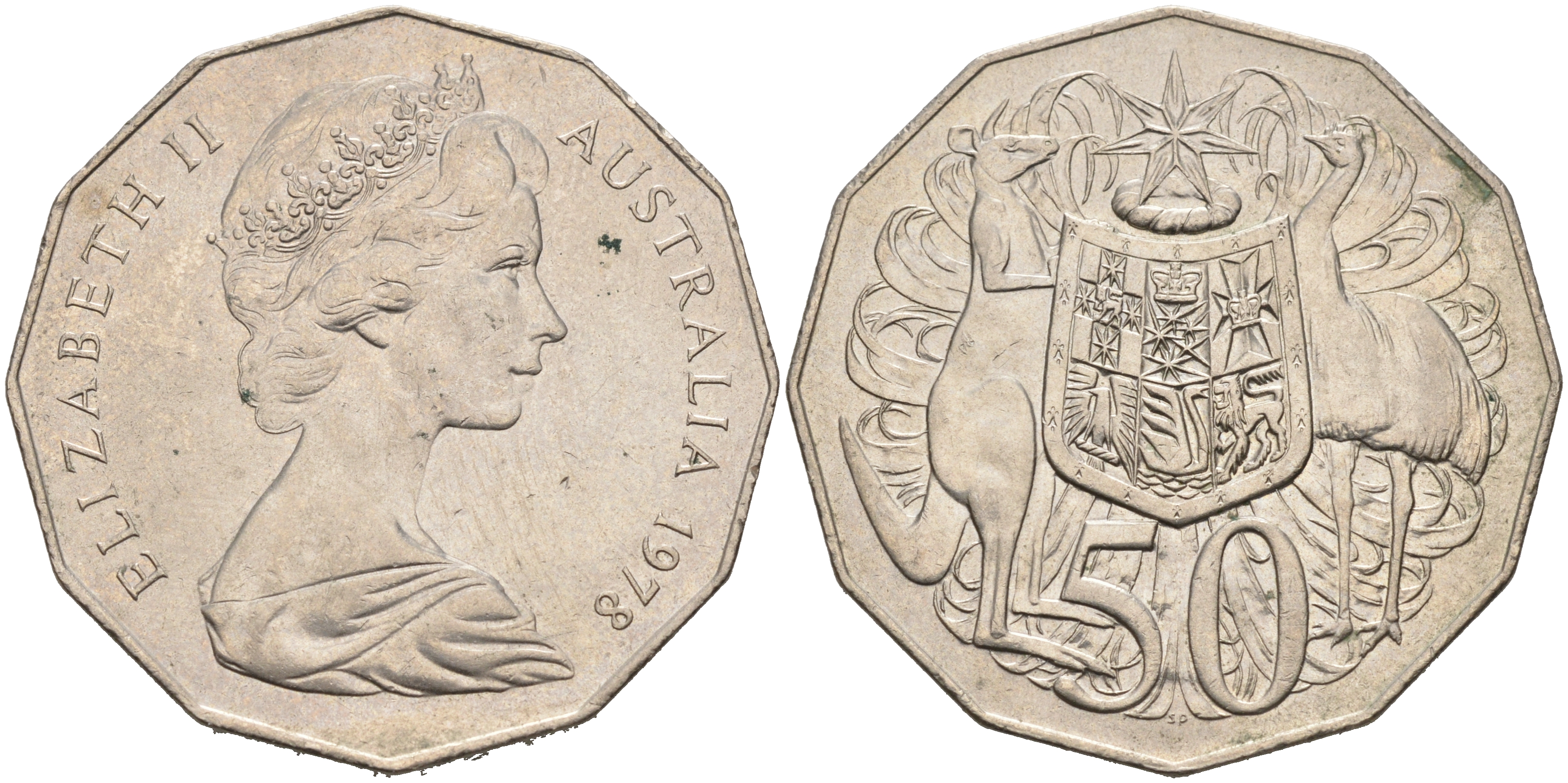 Австралия 50 центов 1978 Елизавета II (1952-2022), герб Австралии, кенгуру KM 68 медно-никель 4565-845