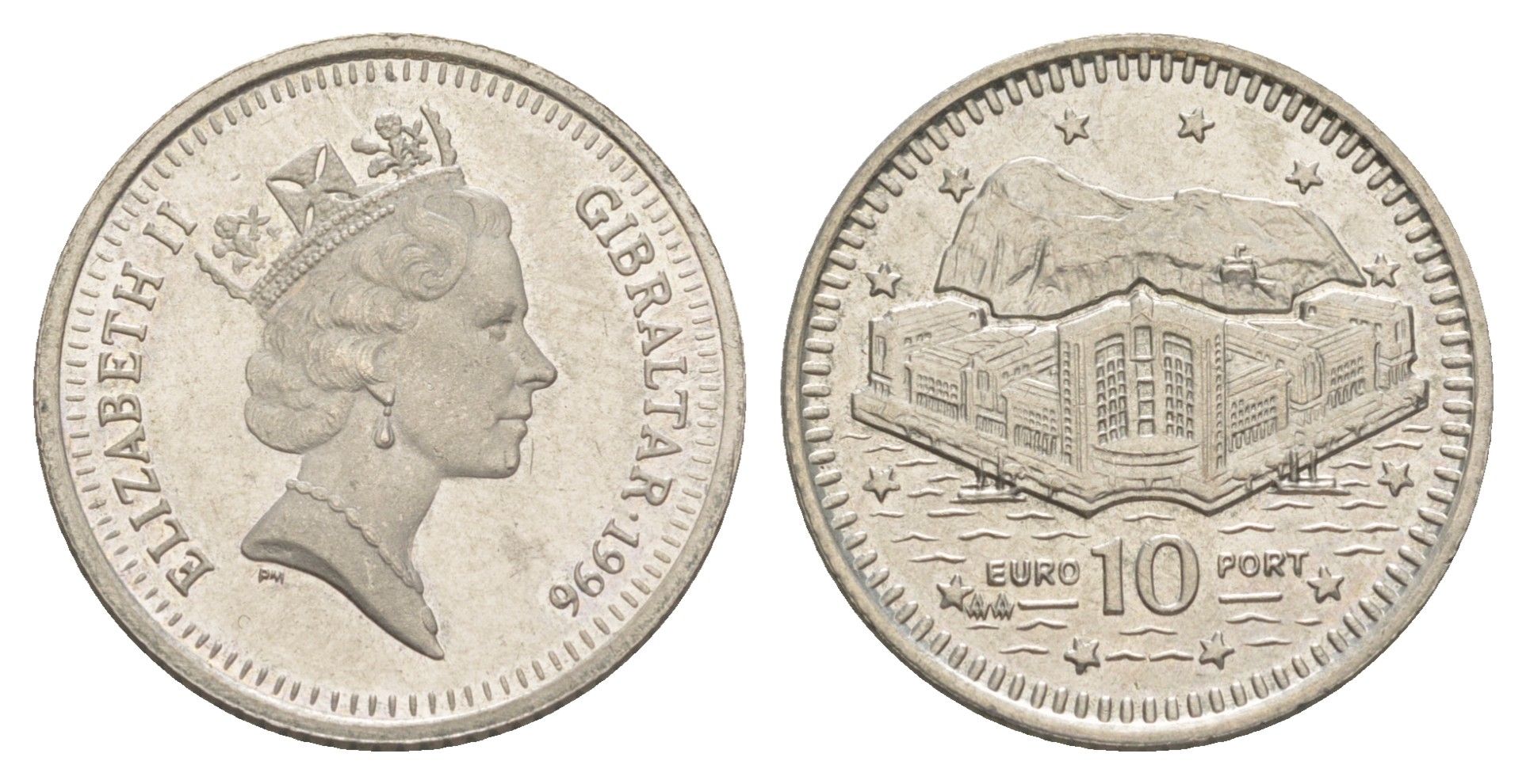 Гибралтар 10 пенсов 1996 KM 112 медно-никель UNC 4566-124