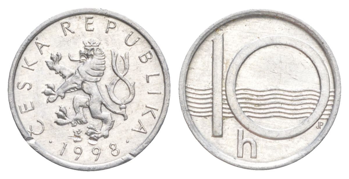Чехия 10 геллеров 1998 KM 6 алюминий UNC 4627-1229