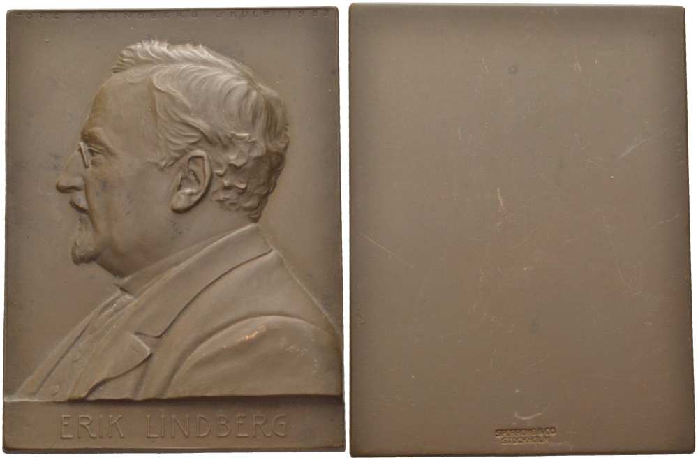 ШВЕЦИЯ ПЛАКЕТКА 1923 ЭРИК ЛИНДБЕРГ (1873-1966) ШВЕДСКИЙ МЕДАЛЬЕР, СКУЛЬПТОР, SPORRONG@Co , РАЗМЕР 55,5Х42 ММ., ВЕС 63 ГР., МЕДАЛЬЕР TORE STRINDBERG бронза 1084-1-23