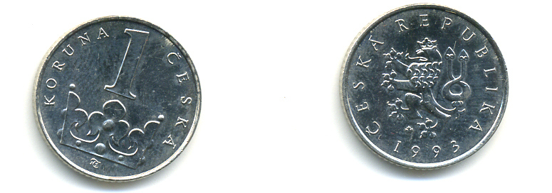 ЧЕХИЯ 1 КРОНА 1993 KM 7 сталь плакированная никелем 89-1621