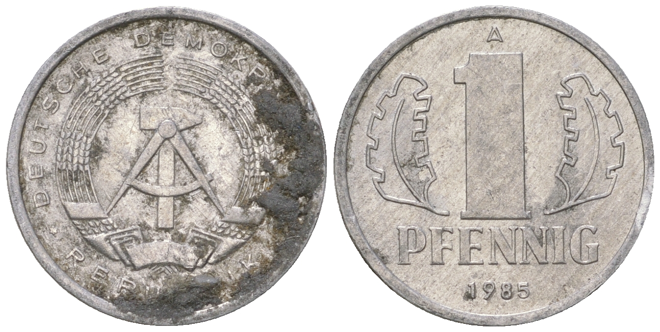 ГДР 1 пфенниг 1985 А KM 8.2 алюминий 4651-118